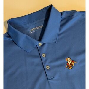 Nike Golf Disney World Grumpy Dwarf Dri-FIT Polo Shirt Blue Mens XXL VERY NICE!